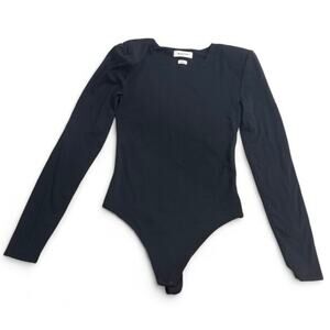 Babaton Aritzia Black Long Sleeve Shoulder Pad Bodysuit